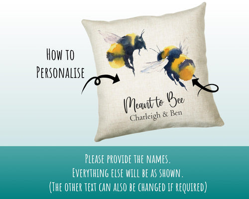 Personalised 2nd Wedding Anniversary Meant To Bee Cushion Gift - Cotton Anniversary Bumble Bee Cushion Throw Pillow Gift For Him Her CS115