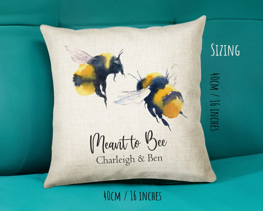 Personalised 2nd Wedding Anniversary Meant To Bee Cushion Gift - Cotton Anniversary Bumble Bee Cushion Throw Pillow Gift For Him Her CS115