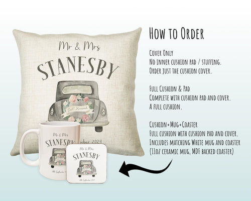 Personalised Just Married Cushion Wedding Gift Printed Name Design - Cushion Throw Pillow Gift For Newly Married Couple Wedding Gift CS373