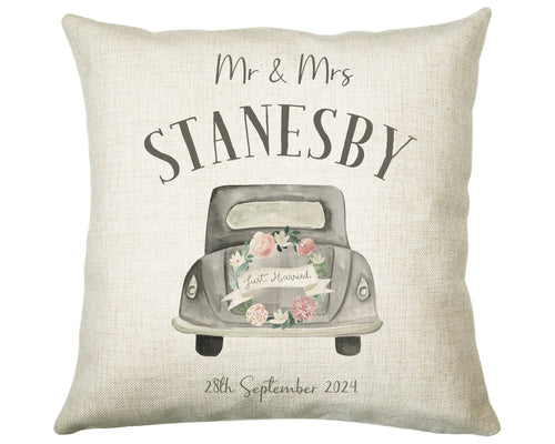 Personalised Just Married Cushion Wedding Gift Printed Name Design - Cushion Throw Pillow Gift For Newly Married Couple Wedding Gift CS373