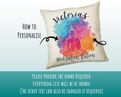 Personalised Meditation Station Yoga Cushion Gift Printed Name Design Cushion Throw Pillow Gift For Him Her Christmas Gift CS361