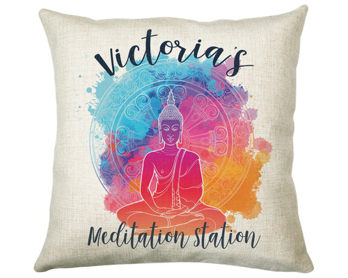 Personalised Meditation Station Yoga Cushion Gift Printed Name Design Cushion Throw Pillow Gift For Him Her Christmas Gift CS361