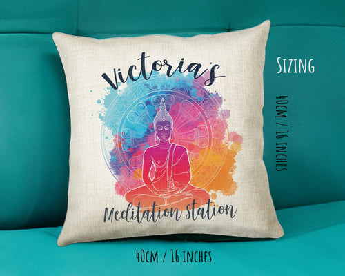 Personalised Meditation Station Yoga Cushion Gift Printed Name Design Cushion Throw Pillow Gift For Him Her Christmas Gift CS361