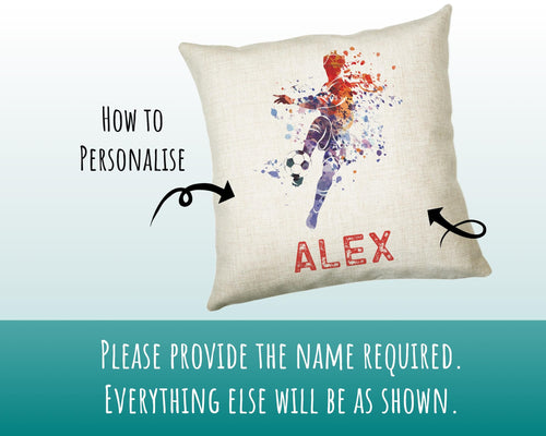 Personalised Football Cushion Gift Printed Name Design - Custom Sport Decor CS287