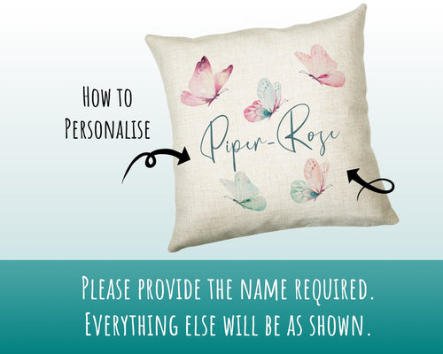 Personalised Butterfly Cushion Magical Gift Printed Name Design - Pillow Gift For Girls Bedroom Decor Mothers Day Birthday Gift CS262