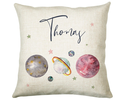Personalised Space Planet Cushion Gift Printed Name Design - Pillow Gift For Girls Boys Nursery Bedroom Decor Gift CS248