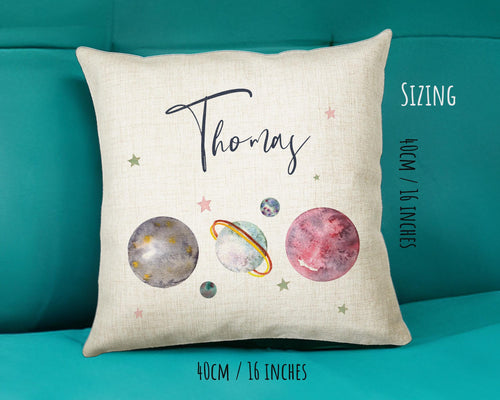 Personalised Space Planet Cushion Gift Printed Name Design - Pillow Gift For Girls Boys Nursery Bedroom Decor Gift CS248