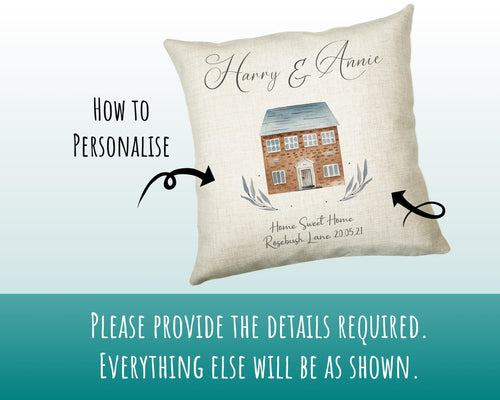 Personalised New Home Décor Cushion House Gift Design For First Home Buyers CS222