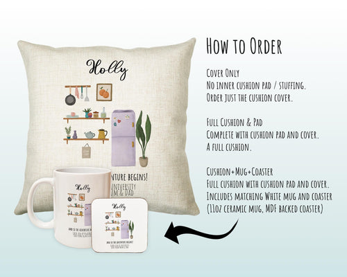 Personalised University Moving Day Name Cushion Gift Printed Name Design - Cushion Throw Pillow Gift For Plant Lover Christmas Gift CS377