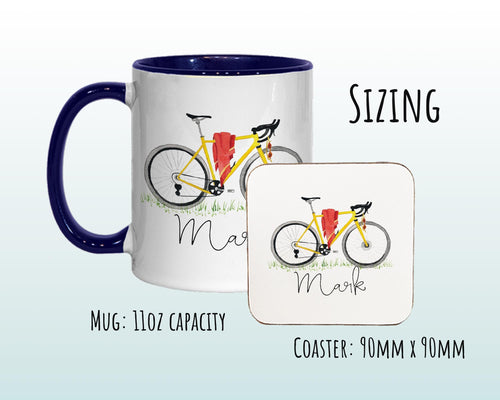 Personalised Cycling Gift Mug - Great Gift for Cyclists - Bike Mug - Cycling Gifts for Men - Road Bicycle Bike Biker Design MGZ311