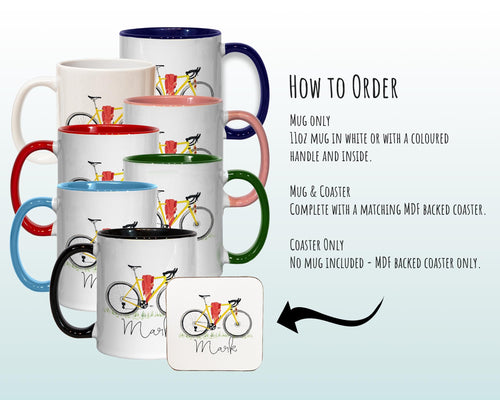 Personalised Cycling Gift Mug - Great Gift for Cyclists - Bike Mug - Cycling Gifts for Men - Road Bicycle Bike Biker Design MGZ311
