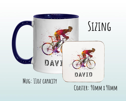 Personalised Cycling Mug Gift - Great Gift for Cyclists - Bike Mug - Cycling Gifts for Men - Road Bicycle Bike Biker Design MGZ271