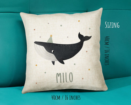 Personalised Whale Cushion Boys Girls Gift Printed Name Design - Custom Pillow For Girls Boys Nursery Bedroom Decor Gift CS277