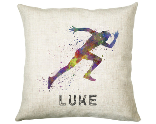 Personalised Mens Runner Cushion Gift For Him Boys Bedroom Printed Name Design - Birthday Pillow Gift Sport Running Decor CS273