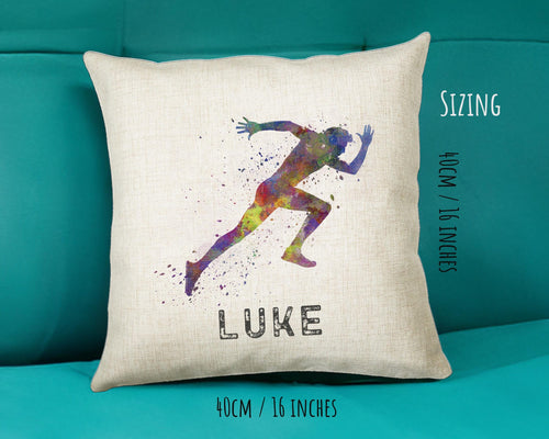Personalised Mens Runner Cushion Gift For Him Boys Bedroom Printed Name Design - Birthday Pillow Gift Sport Running Decor CS273