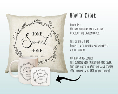 Personalised New Home Décor Cushion House Gift Design For First Home Buyers Family Home Gift CS227