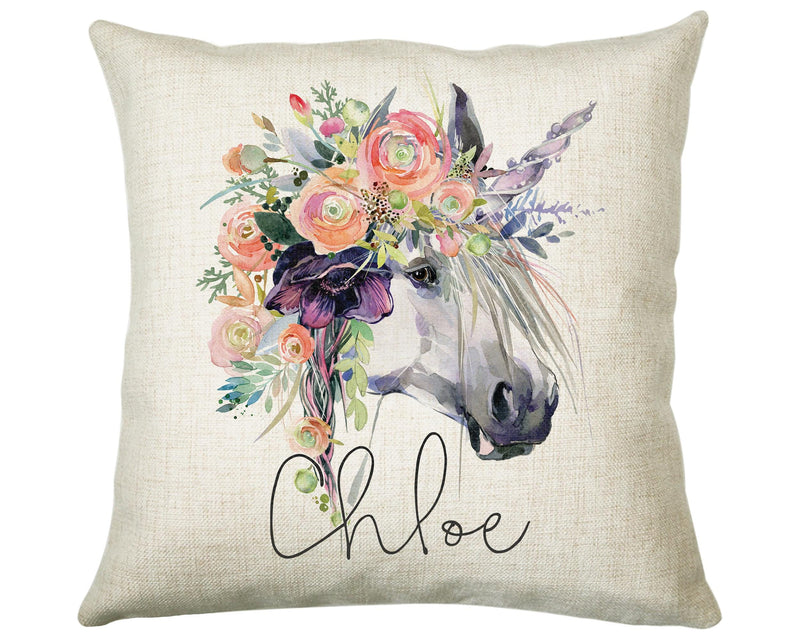 Personalised Unicorn Cushion Gift Printed Name Design - Cushion Throw Pillow Gift For Girls Nursery Bedroom Birthday Christmas Gift CS212
