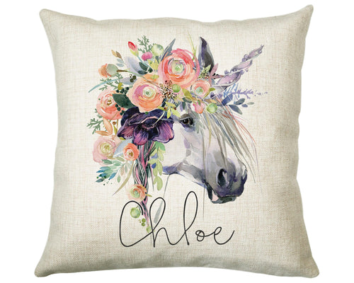Personalised Unicorn Cushion Gift Printed Name Design - Cushion Throw Pillow Gift For Girls Nursery Bedroom Birthday Christmas Gift CS212