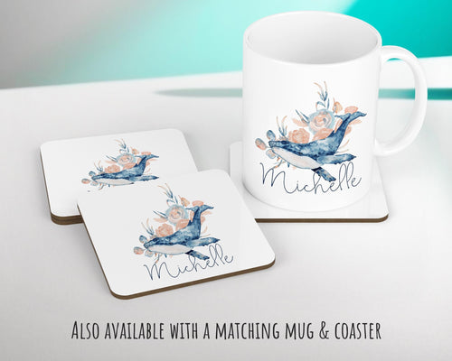 Personalised Whale Cushion Gift Printed Name Design - Nautical Sea Ocean Throw Pillow Gift For Her Mum Gift Christmas Gift CS205