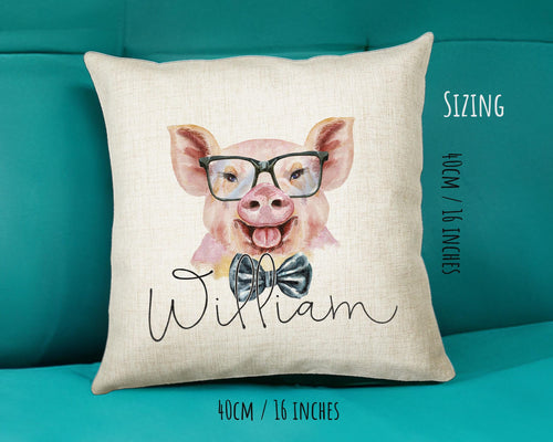Personalised Hipster Pig Cushion Gift Printed Name Design - Cushion Throw Pillow Gift For Mum Friend Bedroom Birthday Christmas Gift CS144