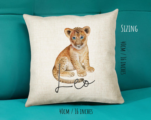 Personalised Lion Cub Cushion Gift Printed Name Design - Cushion Throw Pillow Gift For Mum Dad Friend Bedroom Birthday Christmas Gift CS075