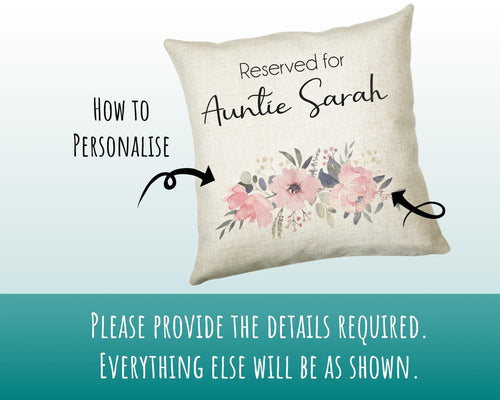 Personalised Reserved For Auntie Cushion Gift Printed Name Design - Cushion Throw Pillow Gift For Aunt Great Aunty Christmas Gift CS054