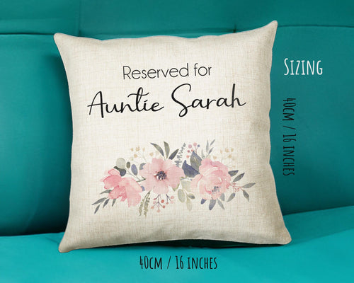 Personalised Reserved For Auntie Cushion Gift Printed Name Design - Cushion Throw Pillow Gift For Aunt Great Aunty Christmas Gift CS054