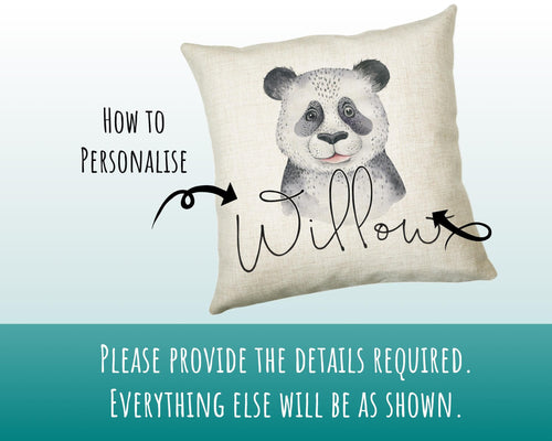 Personalised Panda Bear Cushion Gift Printed Name Design - Cushion Throw Pillow Gift For Boys Nursery Bedroom Birthday Christmas Gift CS028