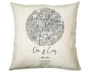 Personalised City Map Cushion Las Vegas Anniversary Engagement Wedding Gift Name Design - Cushion Pillow Gift For Newly Married Couple CS432