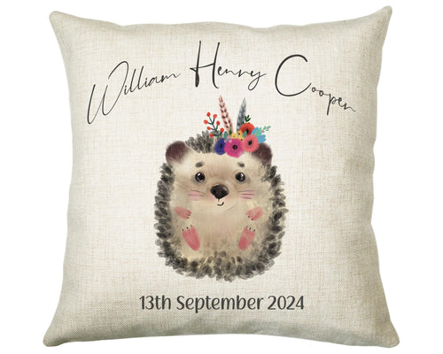 Personalised Hedgehog Cushion Magical Gift Printed Name Design New Baby Gift - Pillow Gift Girls Bedroom Decor For Birthday Gift CS320