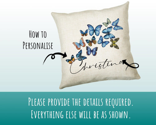 Personalised Butterfly Cushion Magical Gift Printed Name Design - Pillow Gift For Sitting Room Bedroom Decor  Birthday ChristmasGift CS485