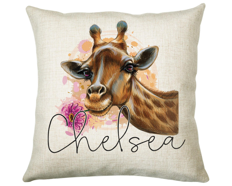 Personalised Giraffe Cushion Gift Printed Name Design - Cushion Throw Pillow Gift For Mum Dad Friend Bedroom Birthday Christmas Gift CS164