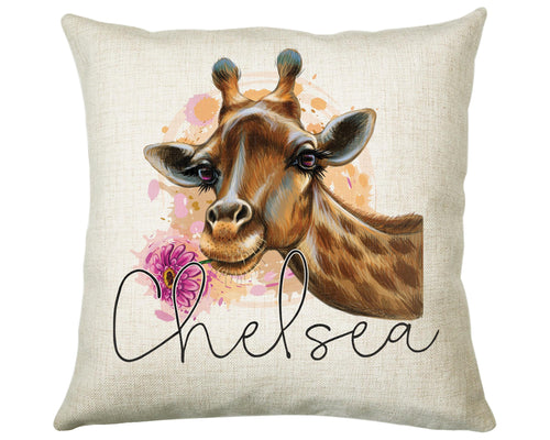 Personalised Giraffe Cushion Gift Printed Name Design - Cushion Throw Pillow Gift For Mum Dad Friend Bedroom Birthday Christmas Gift CS164