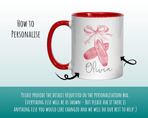 Personalised Ballet Gift Mug - Ceramic Coffee Tea Hot Chocolate Pink Mug for Ballet Dance Dancers MG0837