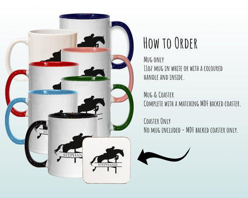 Personalised Horse Jumping Gift Mug - Ceramic Coffee Tea Hot Chocolate Mug Gift for Horse Lovers - Secret Santa Gift for Horse Rider MG0848