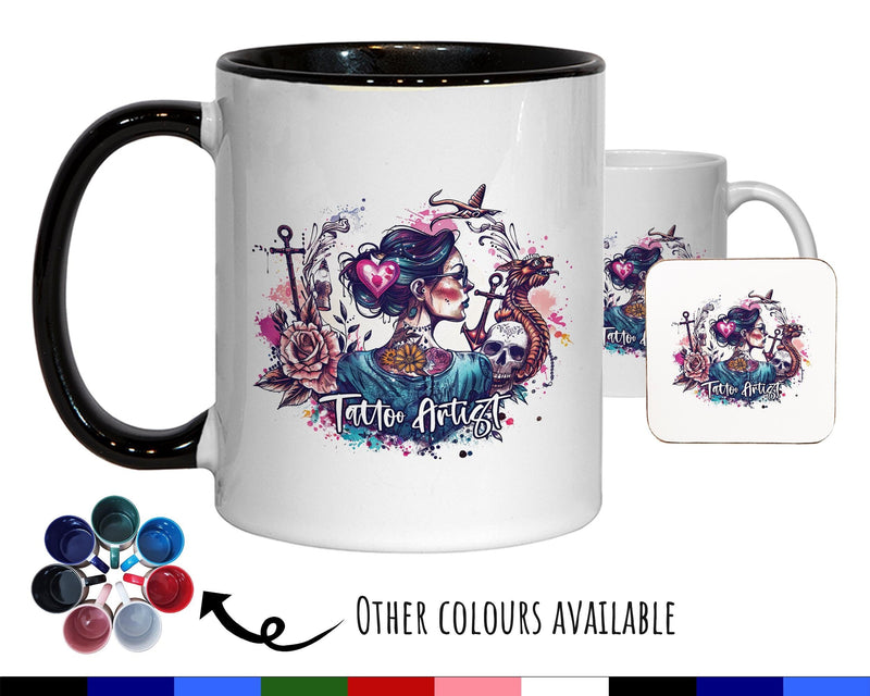 Tattoo Artist Gift Mug - Ceramic Coffee Tea Hot Chocolate Mug Tattooist Gift - Secret Santa Gift Idea for Her Female Tattoo Artist MG0850
