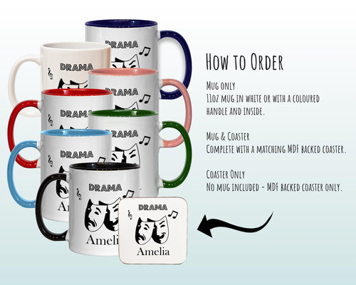 Personalised Theatre Drama Gift Mug - Ceramic Coffee Tea Hot Chocolate Mug Gift for Theatre Lovers - Secret Santa Gift Idea Drama MG0858