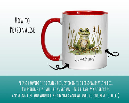 Personalised Frog Gift Mug - Ceramic Coffee Tea Hot Chocolate Mug Gift for Frog Lovers - Secret Santa Gift for Fans of Ponds Wildlife MG0860