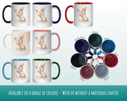 Personalised Bunny Rabbit Gift Mug - Ceramic Coffee Tea Hot Chocolate Mug Coaster Cute Rabbit Flowers Animal - Secret Santa Gift Idea MG0868