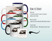 Personalised Badger Gift Mug - Ceramic Coffee Tea Hot Chocolate Mug Coaster Cute Animal Lover - Secret Santa Gift Idea Wildlife MG0872