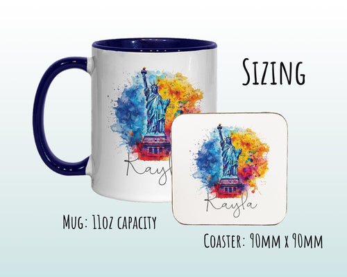 Personalised New York Gift Mug - Ceramic Coffee Tea Hot Chocolate Mug Gift NYC City Lovers - Secret Santa Gift USA Statue of Liberty MG0875