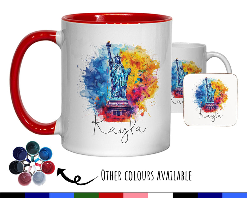 Personalised New York Gift Mug - Ceramic Coffee Tea Hot Chocolate Mug Gift NYC City Lovers - Secret Santa Gift USA Statue of Liberty MG0875