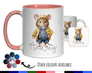 Personalised Mouse Gift Mug - Ceramic Coffee Tea Hot Chocolate Mug Coaster Cute Mouse Flowers Animal Lover - Secret Santa Gift Idea MG0882