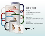 German Shepherd Gift Mug - Ceramic Coffee Tea Chocolate Mug Coaster Golden Retriever Design for Dog Mum Dad Owner Secret Santa MG0903