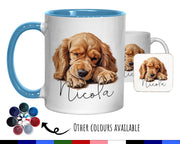 Personalised Cocker Spaniel Gift Mug - Ceramic Coffee Tea Chocolate Mug Coaster English Spaniel Design Dog Mum Dad Owner Secret Santa MG0911