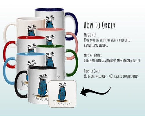 Personalised Golf Gift Mug - Ceramic Coffee Tea Hot Chocolate Mug Golfer Gift for Golfing Lovers - Secret Santa Gift Idea for Him MG0914