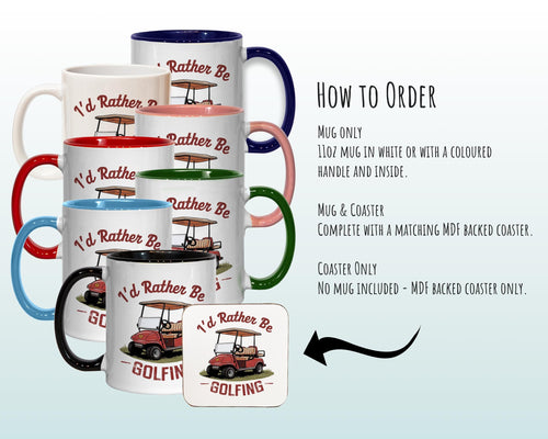Golf Gift Mug - Ceramic Coffee Tea Hot Chocolate Mug Golfer Gift for Golfing Lovers - Golf Cart Design Secret Santa Gift Idea for Him MG0915