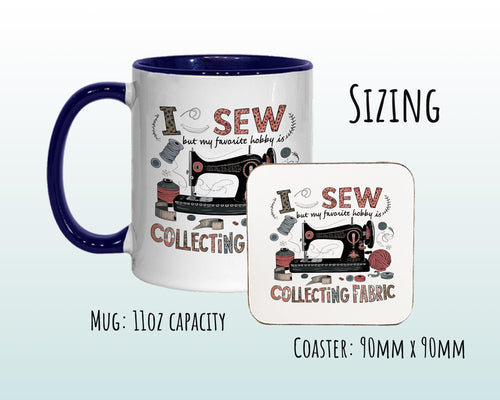Sewing Gift Mug - Ceramic Coffee Tea Hot Chocolate Mug Gift for Sewing Lovers - Sewing Fabric Design Secret Santa Gift Idea for Her MG0923