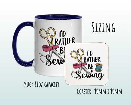 Sewing Gift Mug - Ceramic Coffee Tea Hot Chocolate Mug Gift for Sewing Lovers - Rather Be Sewing Design Secret Santa Gift for Her MG0924