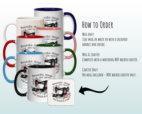 Sewing Gift Mug - Ceramic Coffee Tea Hot Chocolate Mug Gift for Sewing Lovers Beautiful Stitch Design Secret Santa Gift Idea for Her MG0925